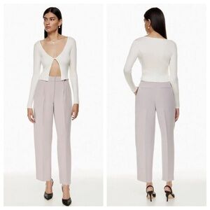 NWT Aritzia Wilfred Carrot crepe pant morado grey 14 high rise tapered cropped